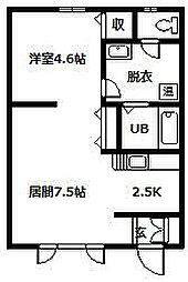 youトピア豊岡壱番街B 1LDKの間取図画像