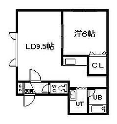 メリット東光 1LDKの間取図画像