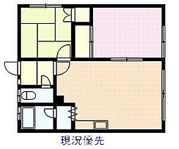 富マンション 2LDKの間取図画像