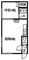 ハンドレットヴィレッジG 1LDKの間取図画像