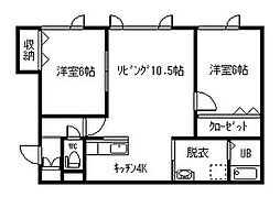 グランピアカグラ611 2LDKの間取図画像
