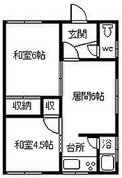 エルム 2DKの間取図画像