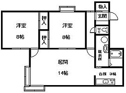 フレンドリー 2LDKの間取図画像