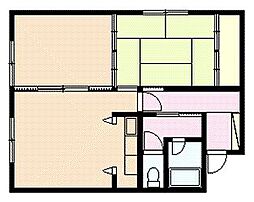 ボートシャフト 2DKの間取図画像