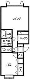 ヴィエナD 1LDKの間取図画像