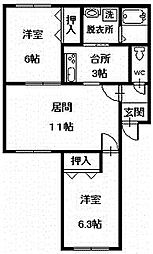 リフェスタ住吉 2LDKの間取図画像