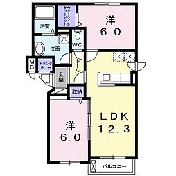 プランタン・リュミエール 2LDKの間取図画像
