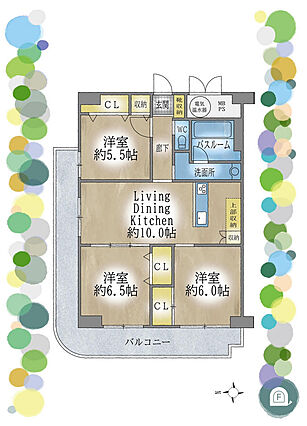 3LDK、専有...