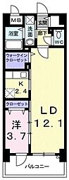 グリンデルヴァルト 1LDKの間取図画像