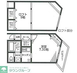 パレス相模大野 1Kの間取図画像