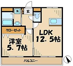 カームハウス 1LDKの間取図画像