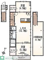 サンライズ希望ヶ丘B棟 2LDKの間取図画像