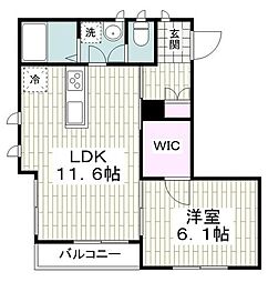 カーサオリエンテ 1LDKの間取図画像