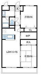アブニール南台 2LDKの間取図画像