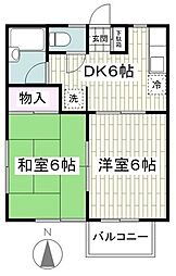 フロンティア'92-B 2DKの間取図画像