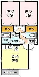 グリーンアヴェニューE 2DKの間取図画像