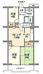 コーポレート中央林間1号棟 3LDKの間取図画像