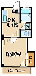 京浜都市ビル 3階1DKの間取り