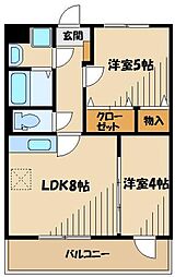 ライムランド（増築） 1階2LDKの間取り