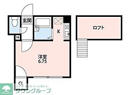 アルテメゾン 2階1Kの間取り