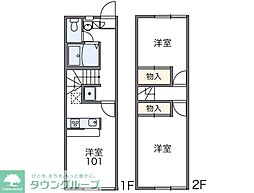 レオパレス峯下Ｂ 1階2DKの間取り