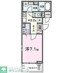 オーレヴィア 3階1Kの間取り