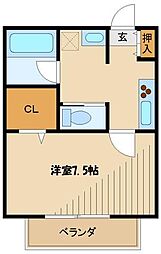 小田急小田原線 相模大野駅 徒歩12分の賃貸アパート 2階1Kの間取り