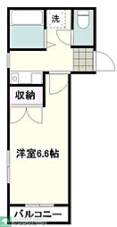 小田急小田原線 相模大野駅 徒歩2分の賃貸マンション 2階1Kの間取り