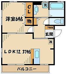 コートヴィレッジ 2階1LDKの間取り