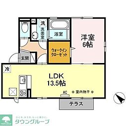 JR横浜線 古淵駅 バス6分 長久保下車 徒歩5分の賃貸アパート 1階1LDKの間取り