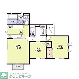 小田急小田原線 町田駅 バス11分 本町田下車 徒歩3分の賃貸アパート 1階2LDKの間取り