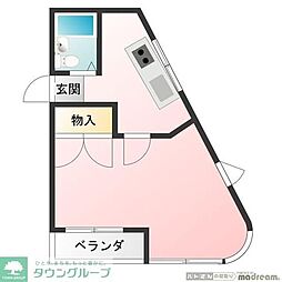 小田急小田原線 町田駅 徒歩20分の賃貸マンション 3階1Kの間取り