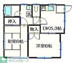 小田急江ノ島線 相模大野駅 徒歩25分の賃貸アパート 2階2DKの間取り
