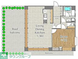 センチュリー鹿沼 12階1LDKの間取り