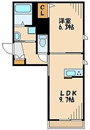 小田急江ノ島線 東林間駅 徒歩25分の賃貸アパート 2階1LDKの間取り