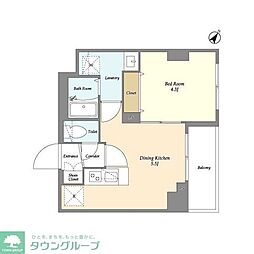 小田急小田原線 町田駅 徒歩12分の賃貸マンション 3階1DKの間取り