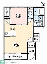 JR横浜線 相模原駅 徒歩19分の賃貸アパート 1階1LDKの間取り