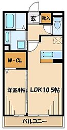 小田急小田原線 町田駅 徒歩16分の賃貸アパート 1階1LDKの間取り