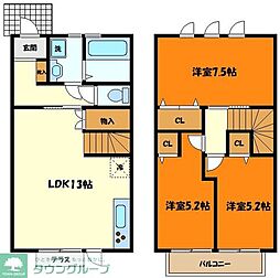 小田急小田原線 町田駅 バス18分 下根岸下車 徒歩6分の賃貸タウンハウス 2階3LDKの間取り
