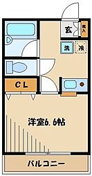 JR横浜線 町田駅 徒歩4分の賃貸アパート 1階1Kの間取り