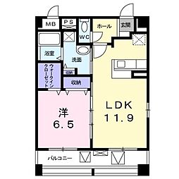 小田急江ノ島線 東林間駅 徒歩17分の賃貸マンション 1階1LDKの間取り