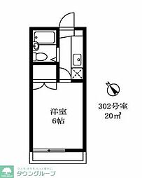 日吉第一QSハイム 1Kの間取図画像