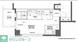 プラウドフラット横浜 7階1Kの間取り