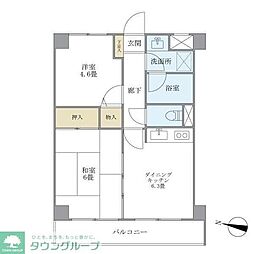 パークアベニュー 2階2DKの間取り