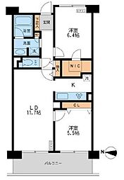 CASSIA横濱ガーデン山 5階2LDKの間取り