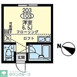 ユナイト山手イベリアーノの杜 ワンルームの間取図画像