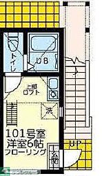 ユナイト白楽シルヴィバレンタイン ワンルームの間取図画像