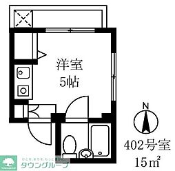 向後マンション大倉山 ワンルームの間取図画像