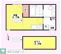 ルーム鴨居 ワンルームの間取図画像
