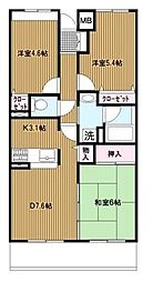 フォンテーヌ綱島 2LDKの間取図画像